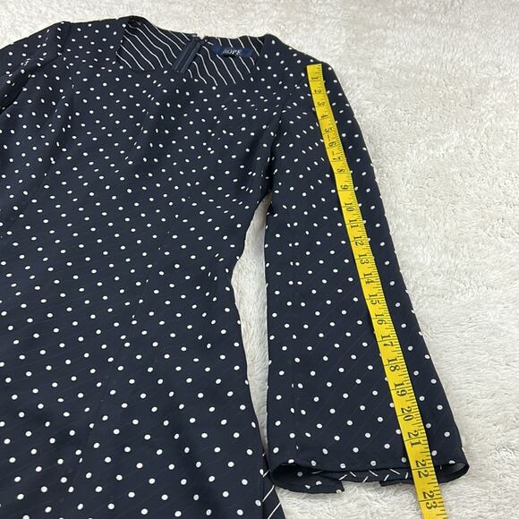 Rope blue and white polka dot chiffon fit and flare dress, 9at or S - Picture 5 of 12